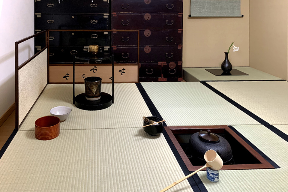 Flooring Tatami for Tea Ceremony with Removable Sunken Hearth for IH heater