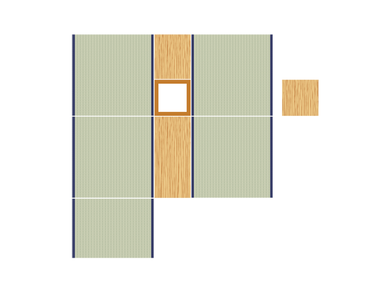 4 half tatami mats + Ro (a frame of hearth) + a SadÔguchi (doorway) tatami